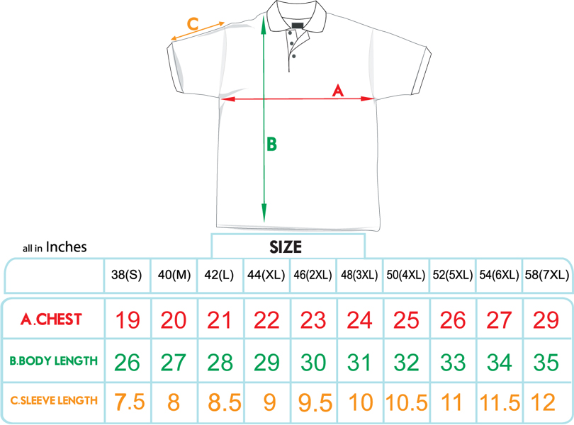 Size Chart For Polo Shirts